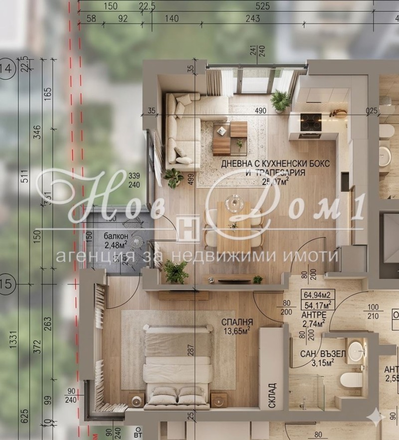 Продава 2-СТАЕН в град София, Обеля - 65 кв.м / 110 073 € » 215 284.08 лв., НОВ ДОМ 1