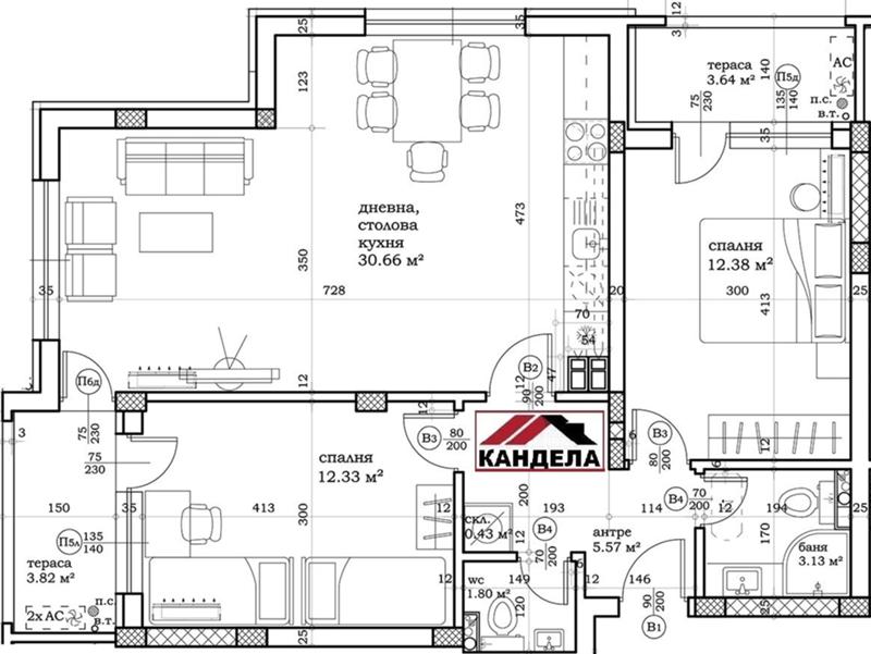 На продаж  2 спальні Пловдив , Остромила , 103 кв.м | 64554757 - зображення [2]