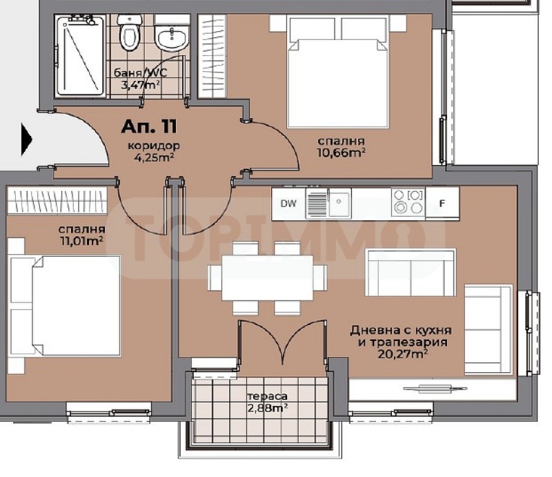 Продава 3-СТАЕН, гр. Варна, Погреби, снимка 4 - Aпартаменти - 47586447