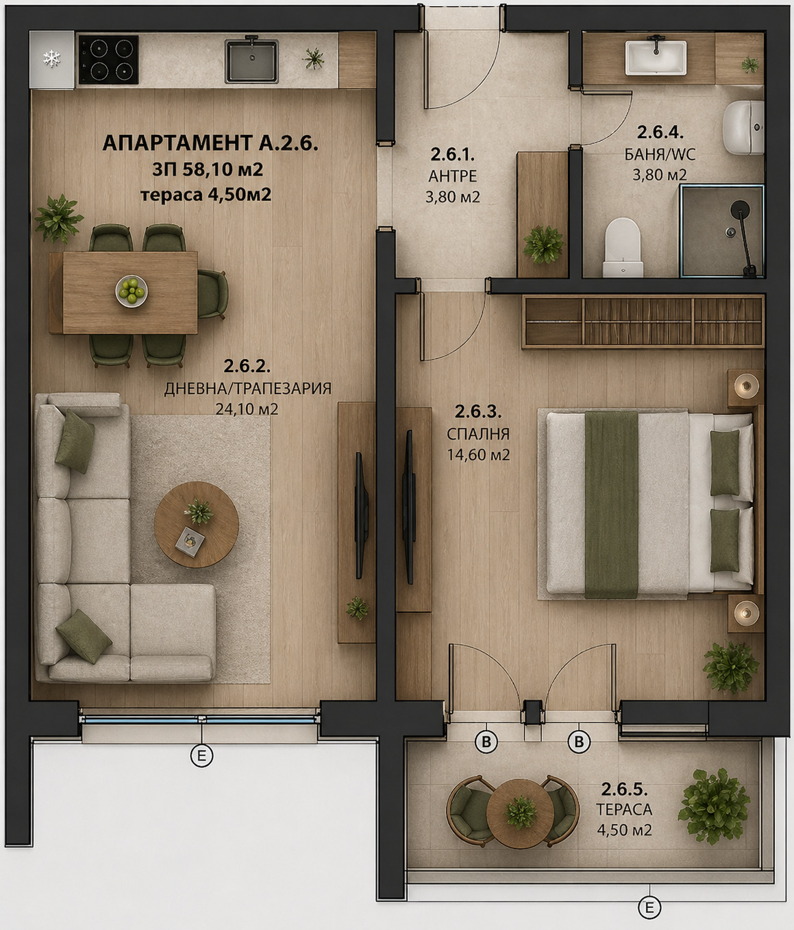 Продава 2-СТАЕН, гр. Елин Пелин, област София област, снимка 2 - Апартаменти - 54340433