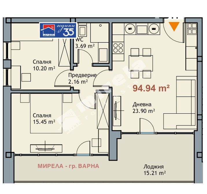 Продава 3-СТАЕН, гр. Варна, м-т Ален мак, снимка 2 - Апартаменти - 53511366
