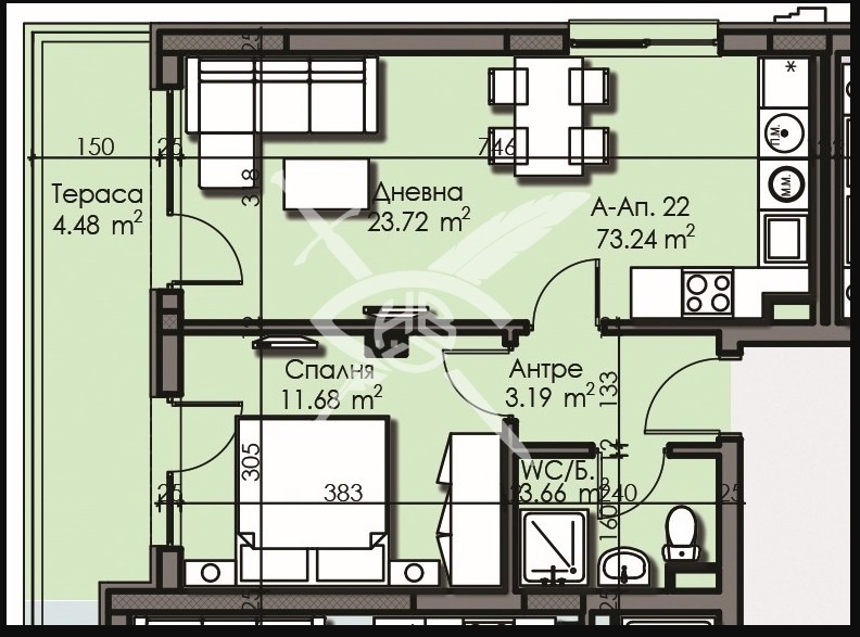 Продава  2-стаен град Бургас , Изгрев , 73 кв.м | 15893443