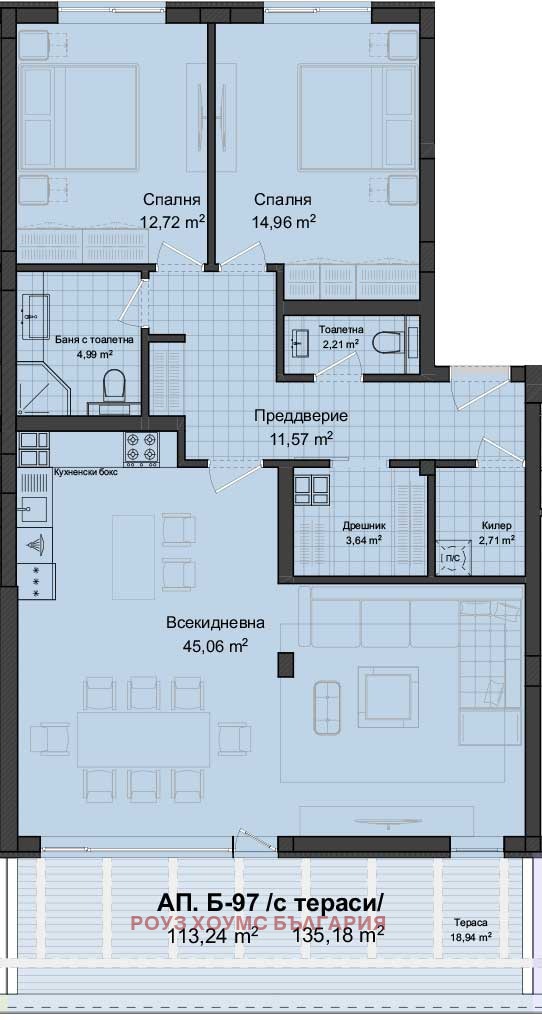 Продается  2 спальни Пловдив , Гагарин , 158 кв.м | 18215209 - изображение [2]
