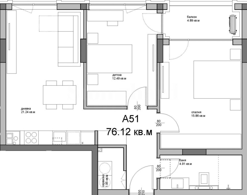 Till salu  2 sovrum Varna , Asparuhovo , 88 kvm | 93617638 - bild [13]