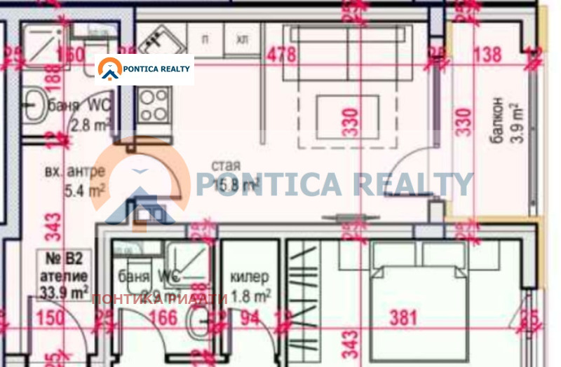 Satılık  Stüdyo Burgas , Meden rudnik - zona V , 42 metrekare | 84711313 - görüntü [2]