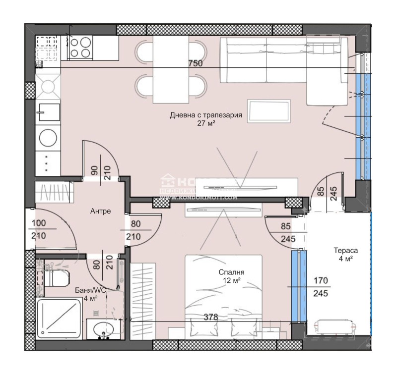 На продаж  1 спальня Пловдив , Тракия , 74 кв.м | 63016317 - зображення [2]