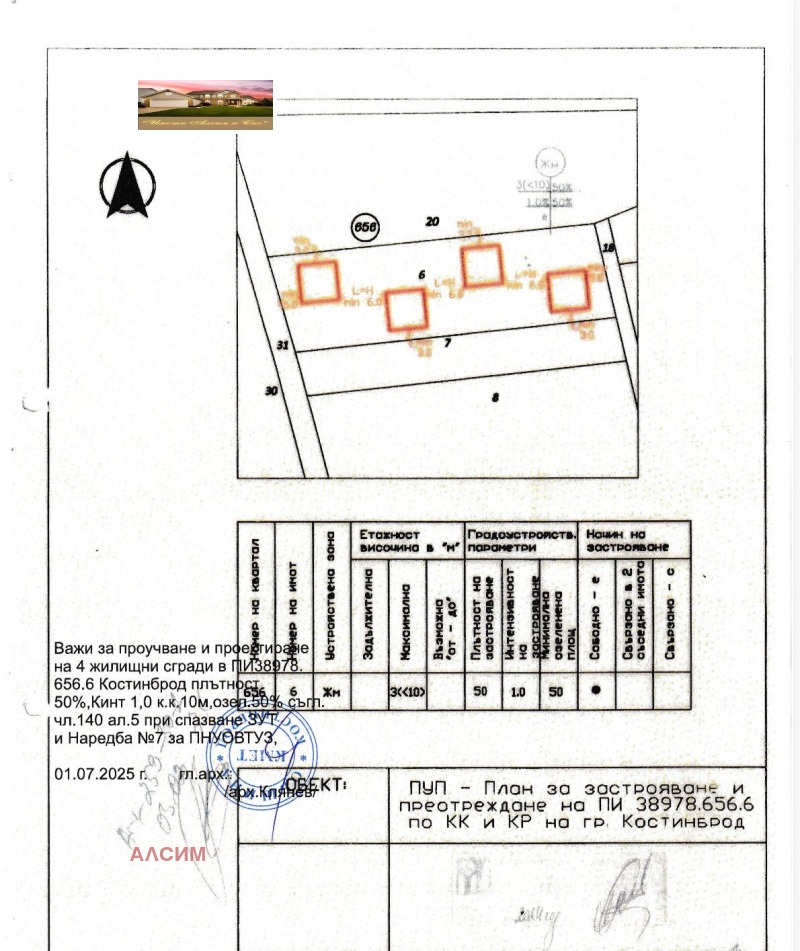 Продава ПАРЦЕЛ в област София, гр. Костинброд - 2195 кв.м / 373 150 € » 729 817.96 лв., АЛСИМ