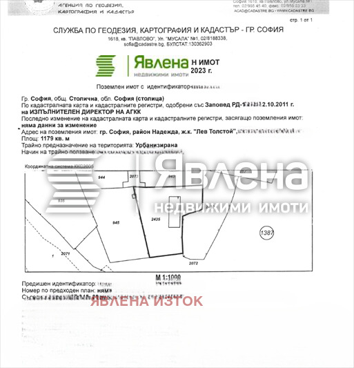 Na sprzedaż  Działka Sofia , Nadeżda 2 , 1186 mkw | 92377995