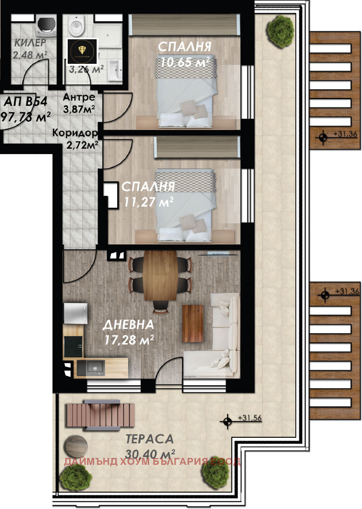 À vendre  2 chambres Plovdiv , Gagarin , 118 m² | 50798442 - image [2]