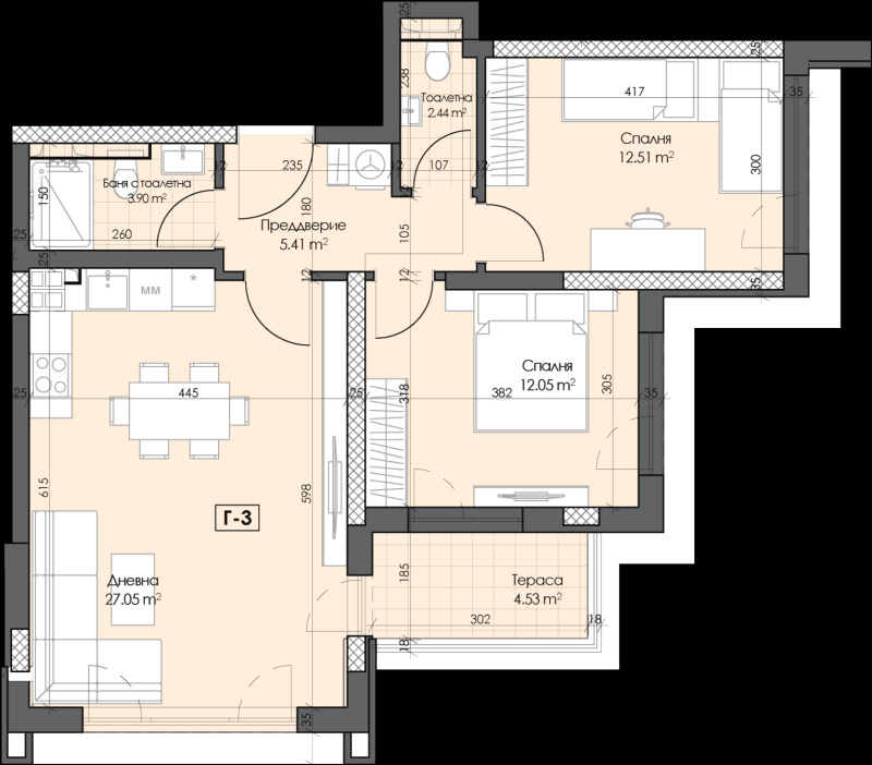 Продава  3-стаен град Пловдив , Гагарин , 97 кв.м | 22353704 - изображение [2]