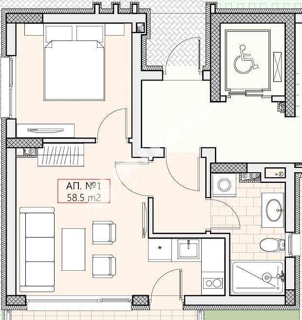 In vendita  1 camera da letto regione Burgas , Sveti Vlas , 58 mq | 89970581