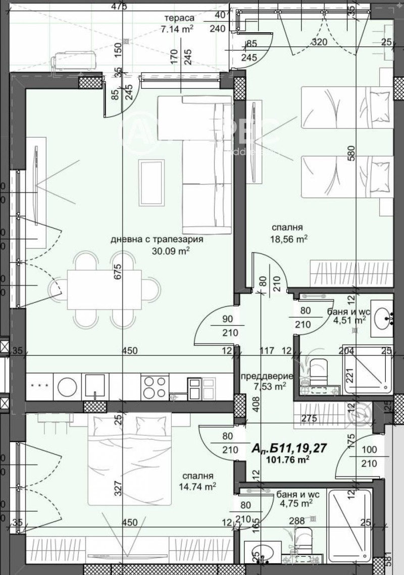 Myytävänä  2 makuuhuonetta Plovdiv , Trakija , 125 neliömetriä | 26746680 - kuva [4]