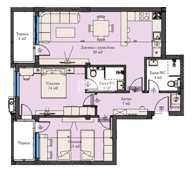 Продаја  2 спаваће собе Пловдив , Каршијака , 103 м2 | 13564287 - слика [4]
