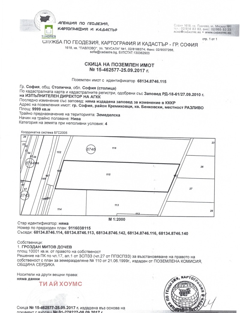 Продава ЗЕМЕДЕЛСКА ЗЕМЯ в област София, с. Бенковски - 10 дка / 350 000 € » 684 540.50 лв., ТИ АЙ ХОУМС