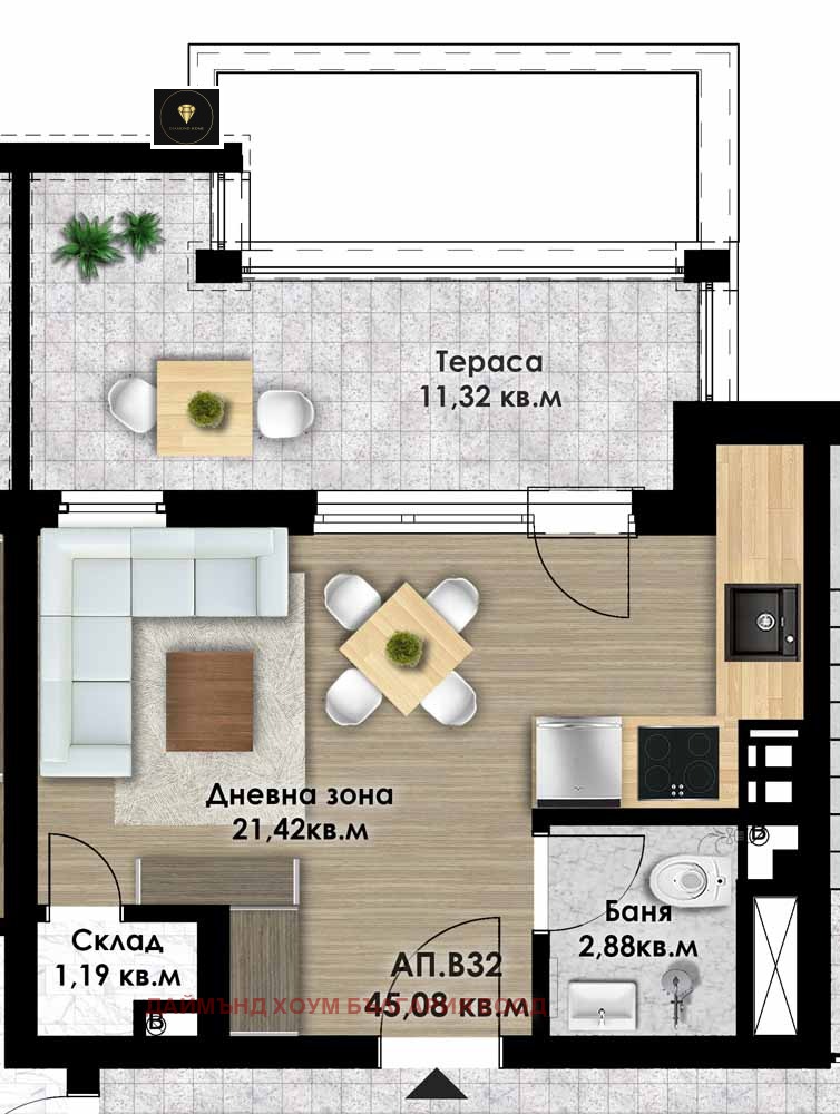 Продаја  Студио Пловдив , Коматевско шосе , 52 м2 | 60228016 - слика [2]