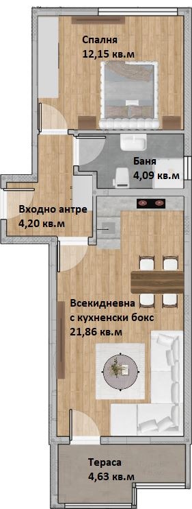 Na prodej  1 ložnice Plovdiv , Christo Smirnenski , 65 m2 | 73124885 - obraz [2]