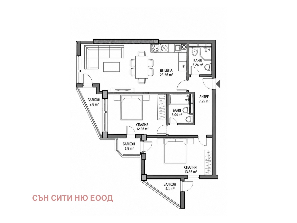 Продава 3-СТАЕН, гр. София, Кръстова вада, снимка 17 - Апартаменти - 56120099