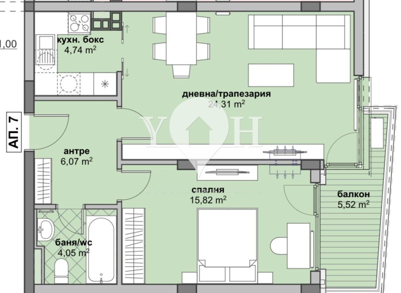 Продава  2-стаен, град София, Люлин 6 •  111 400 EUR • ID 84949497 — holmes.bg - [1] 