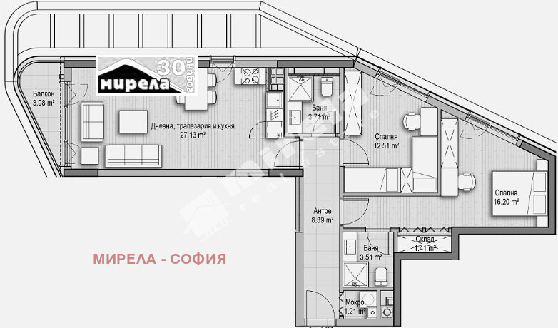 Продава 3-СТАЕН, гр. София, Дианабад, снимка 1 - Aпартаменти - 48849252