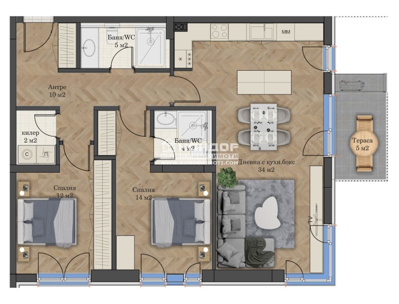 En venta  2 dormitorios Plovdiv , Vastanicheski , 125 metros cuadrados | 27008001 - imagen [3]