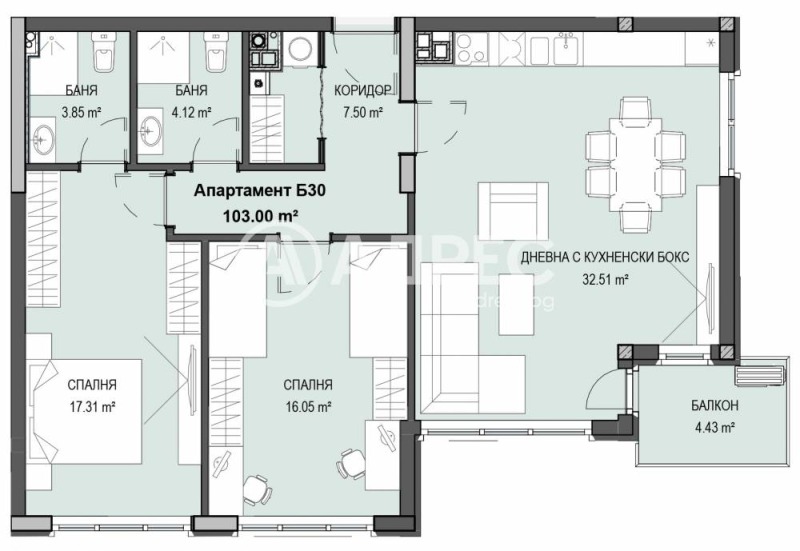 Продава 3-СТАЕН, гр. София, Кръстова вада, снимка 3 - Апартаменти - 52202133