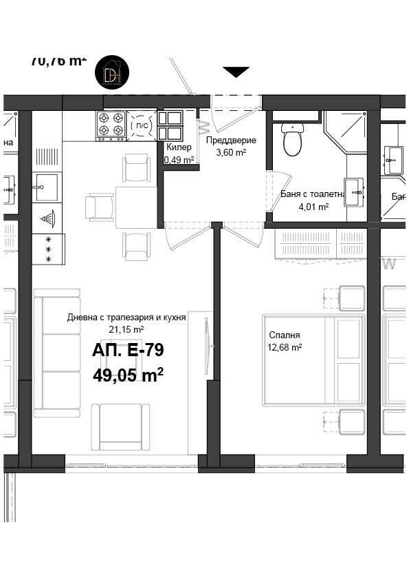 À vendre  1 chambre Plovdiv , Gagarin , 55 m² | 25448312 - image [2]