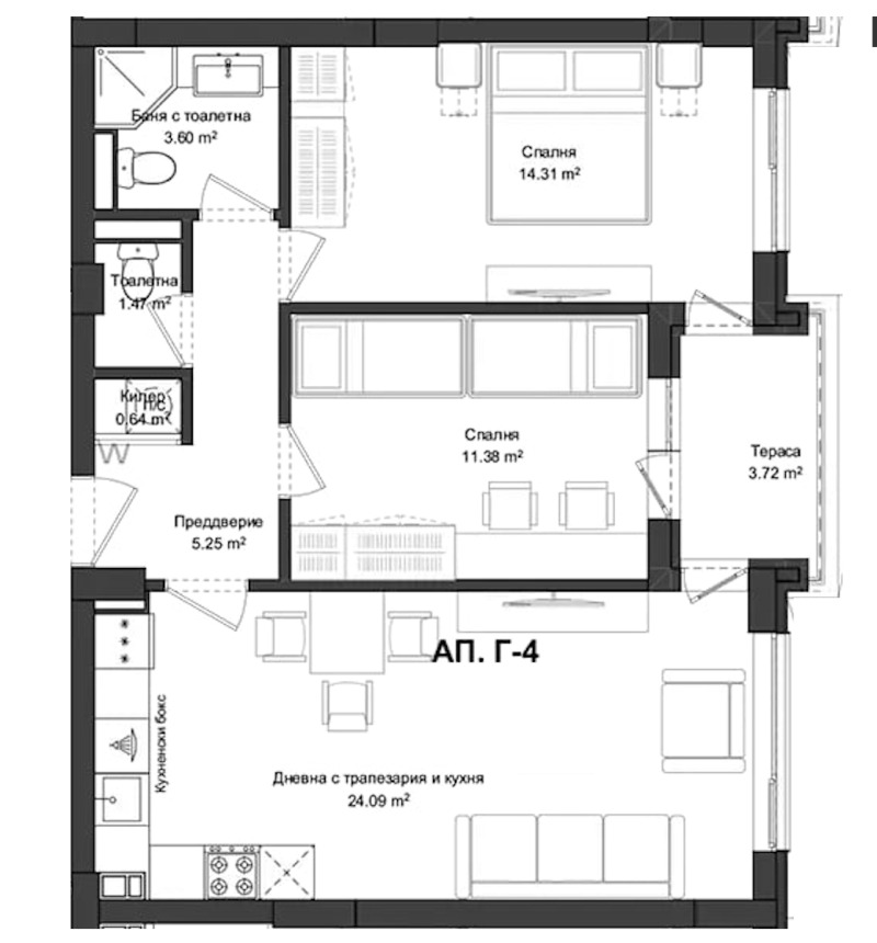 Продается  2 спальни Пловдив , Гагарин , 87 кв.м | 24374191 - изображение [2]