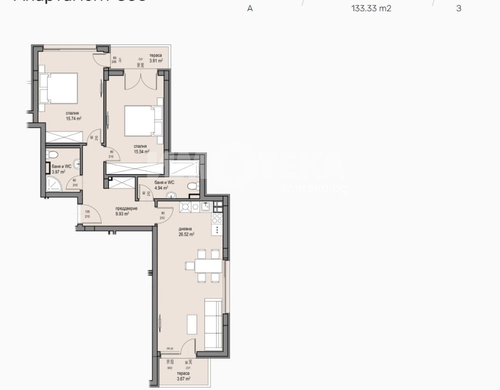Продава 3-СТАЕН, гр. София, Малинова долина, снимка 3 - Апартаменти - 53814180
