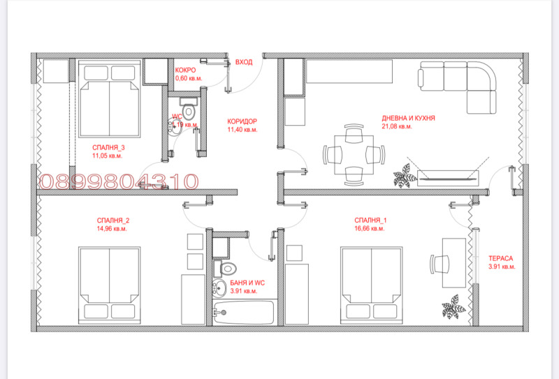 Продава 4-СТАЕН в град София, Слатина - 88 кв.м / 305 500 € » 597 506.07 лв.