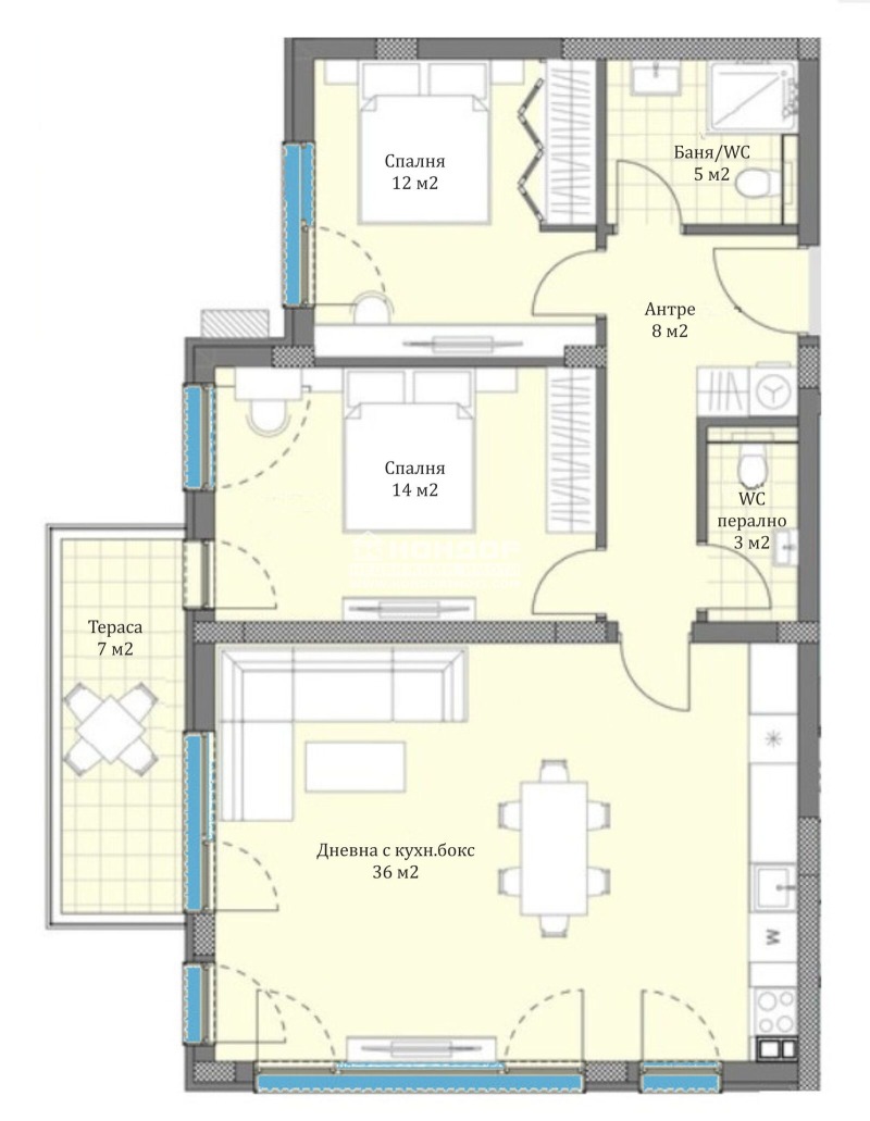 Продается  2 спальни Пловдив , Остромила , 116 кв.м | 14018489 - изображение [2]