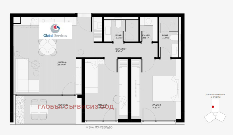 Продается  2 спальни София , Овча купел , 113 кв.м | 73988697