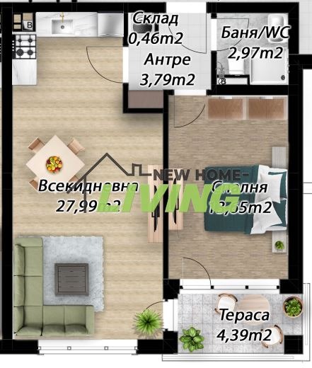 Продава 2-СТАЕН, гр. Пловдив, Коматево, снимка 2 - Апартаменти - 54299476