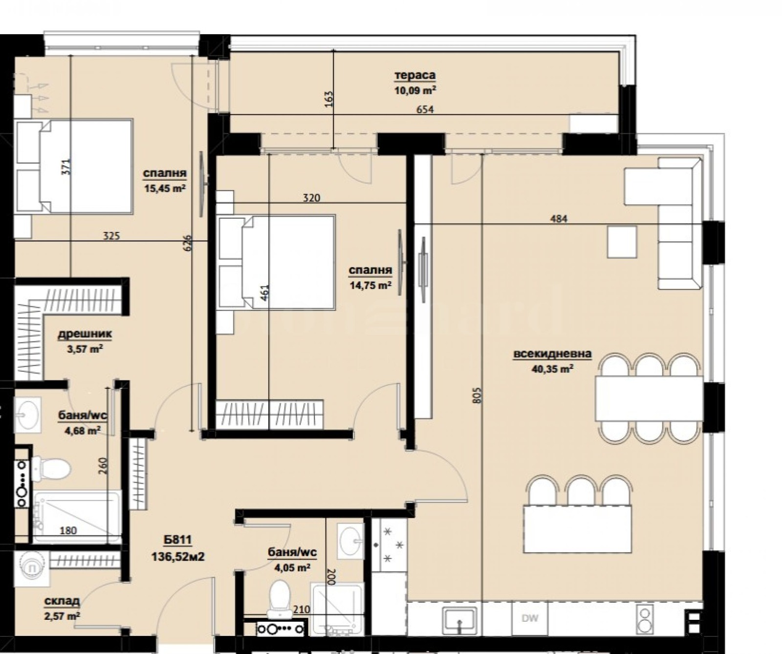 Продава 3-СТАЕН, гр. Бургас, Изгрев, снимка 2 - Апартаменти - 52254263