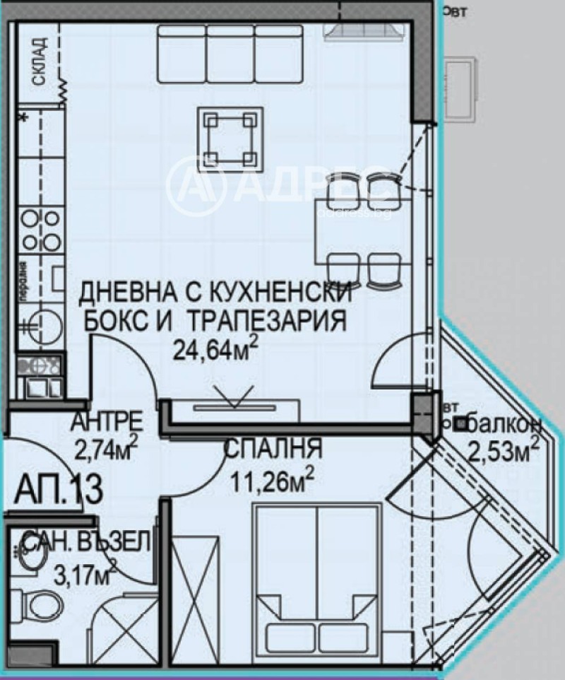 Продава 2-СТАЕН в град София, Обеля 2 - 60 кв.м / 101 726 € » 198 958.76 лв., АДРЕС НЕДВИЖИМИ ИМОТИ