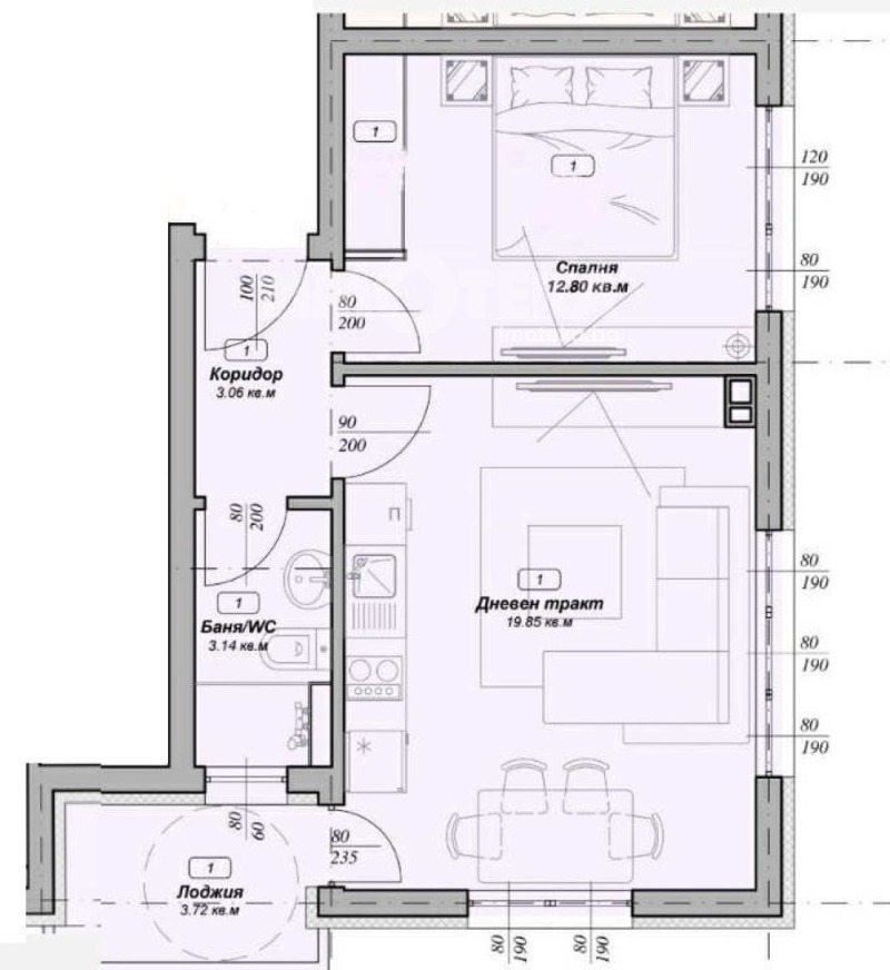 Zu verkaufen  1 Schlafzimmer Warna , m-t Ptschelina , 57 qm | 37456919