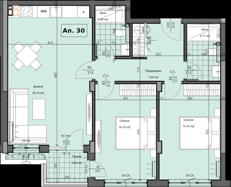 Zu verkaufen  2 Schlafzimmer Plowdiw , Gagarin , 109 qm | 10463664 - Bild [2]