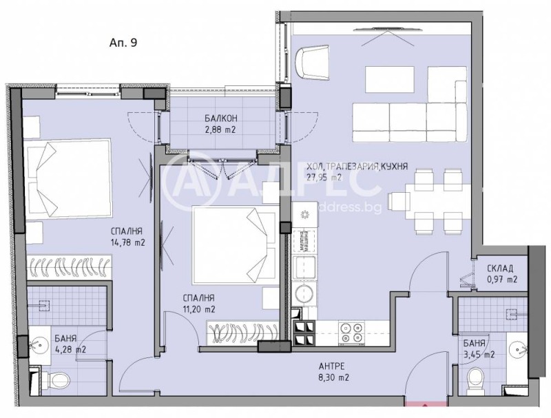 Продаја  2 спаваће собе Софија , Модерно предградие , 109 м2 | 71811956 - слика [5]