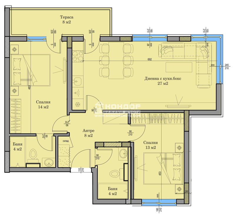 À vendre  2 chambres Plovdiv , Hristo Smirnenski , 106 m² | 82413821 - image [2]
