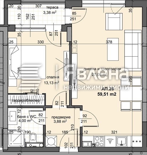 De vânzare  1 dormitor Plovdiv , Traciia , 69 mp | 30452238 - imagine [3]