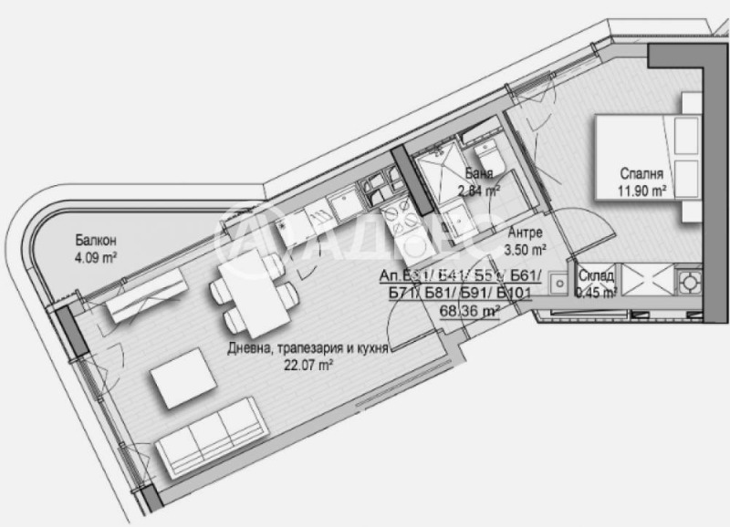 Продава 2-СТАЕН, гр. София, Хладилника, снимка 2 - Aпартаменти - 48112000