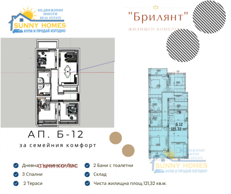 Продается  3 спальни Велико Търново , Бузлуджа , 135 кв.м | 14098395 - изображение [2]