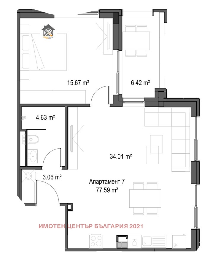 De vânzare  1 dormitor Sofia , Manastirsci livadi , 93 mp | 50759369