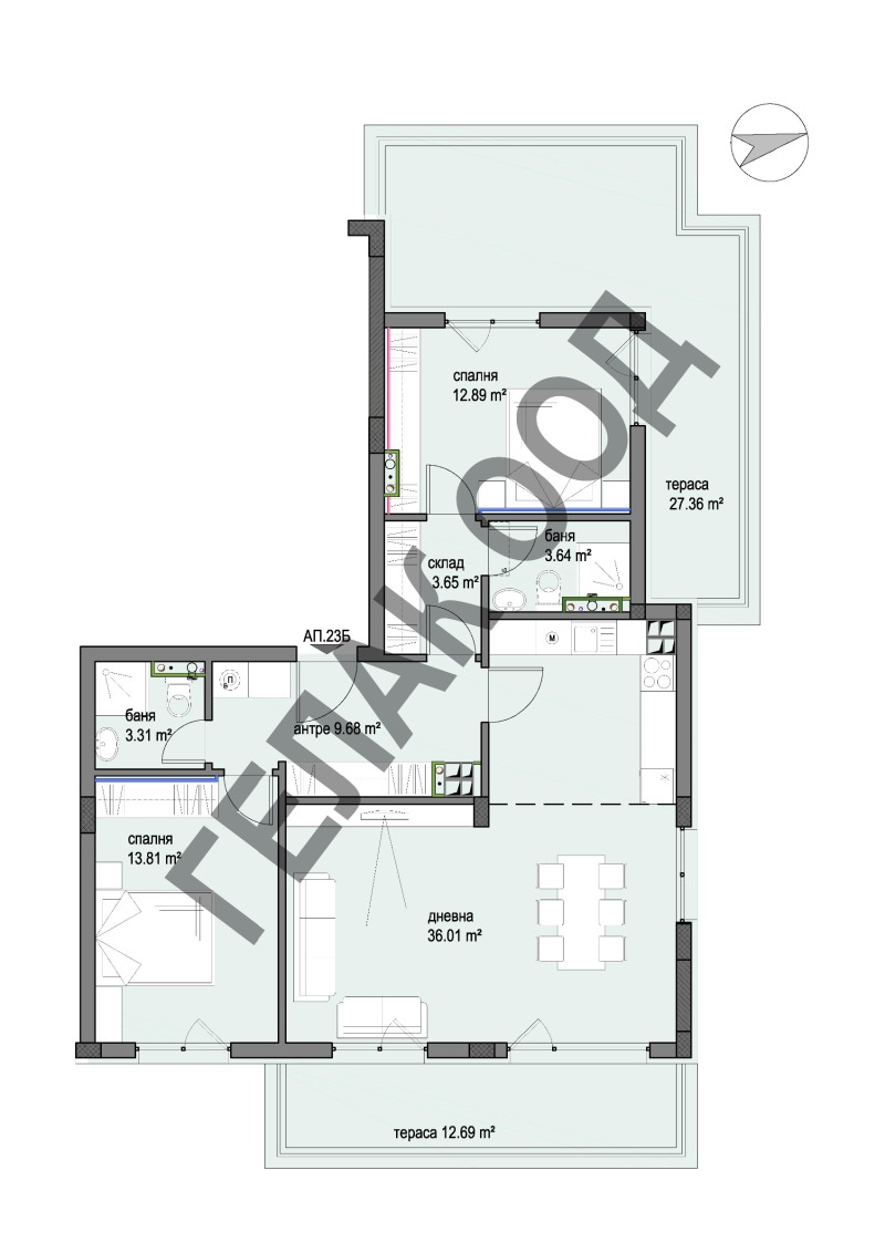 For Sale  2 bedroom Sofia , Levski V , 158 sq.m | 73511716 - image [3]