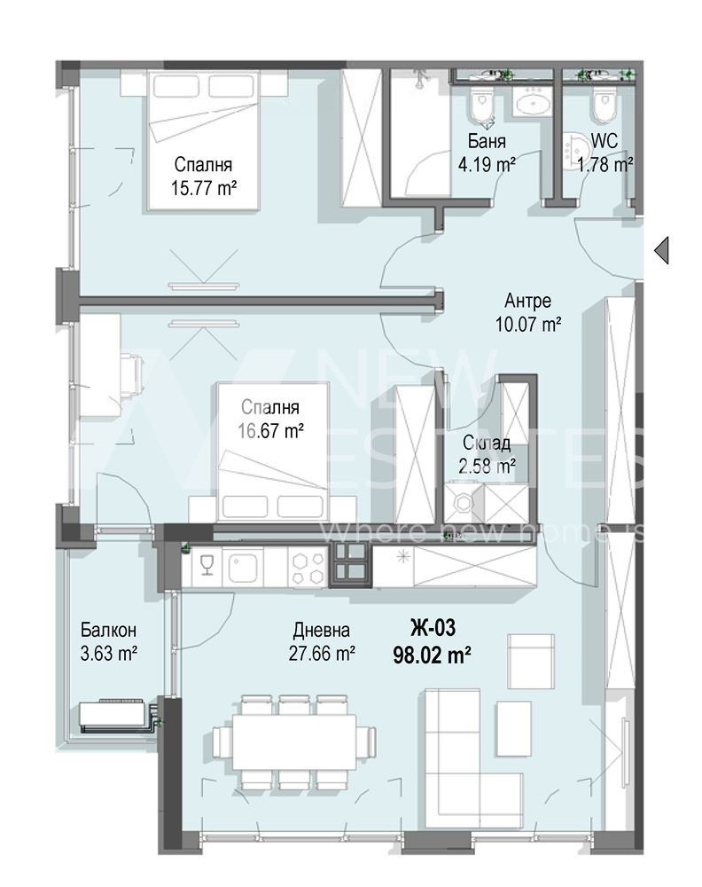 Myytävänä  2 makuuhuonetta Sofia , Krastova vada , 116 neliömetriä | 82923438 - kuva [5]