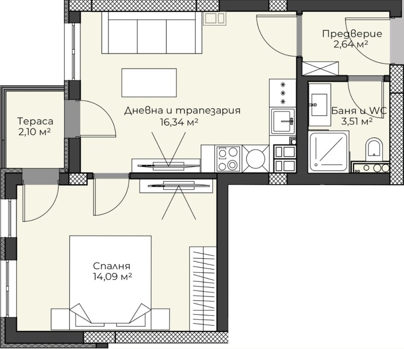 À venda  1 quarto Plovdiv , Hristo Smirnenski , 56 m² | 36689318 - imagem [6]