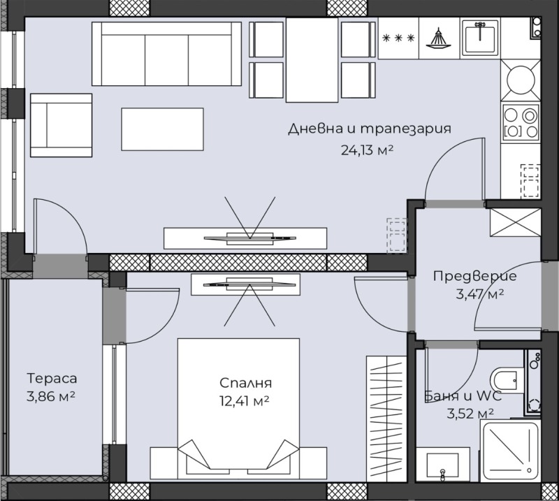 À venda  1 quarto Plovdiv , Hristo Smirnenski , 56 m² | 36689318 - imagem [5]
