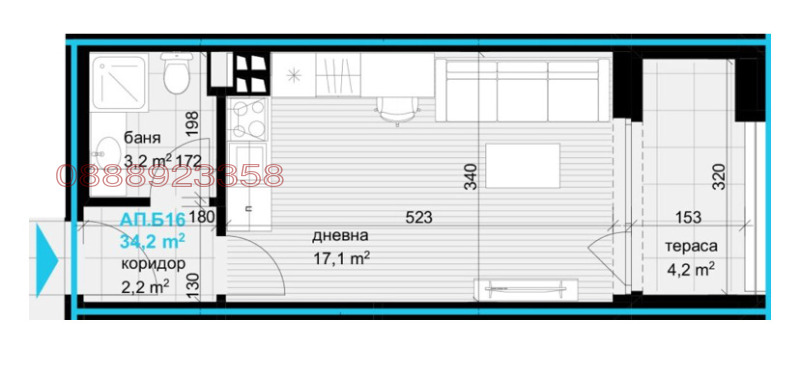 Myytävänä  Studio Varna , Asparuhovo , 40 neliömetriä | 19591118 - kuva [5]