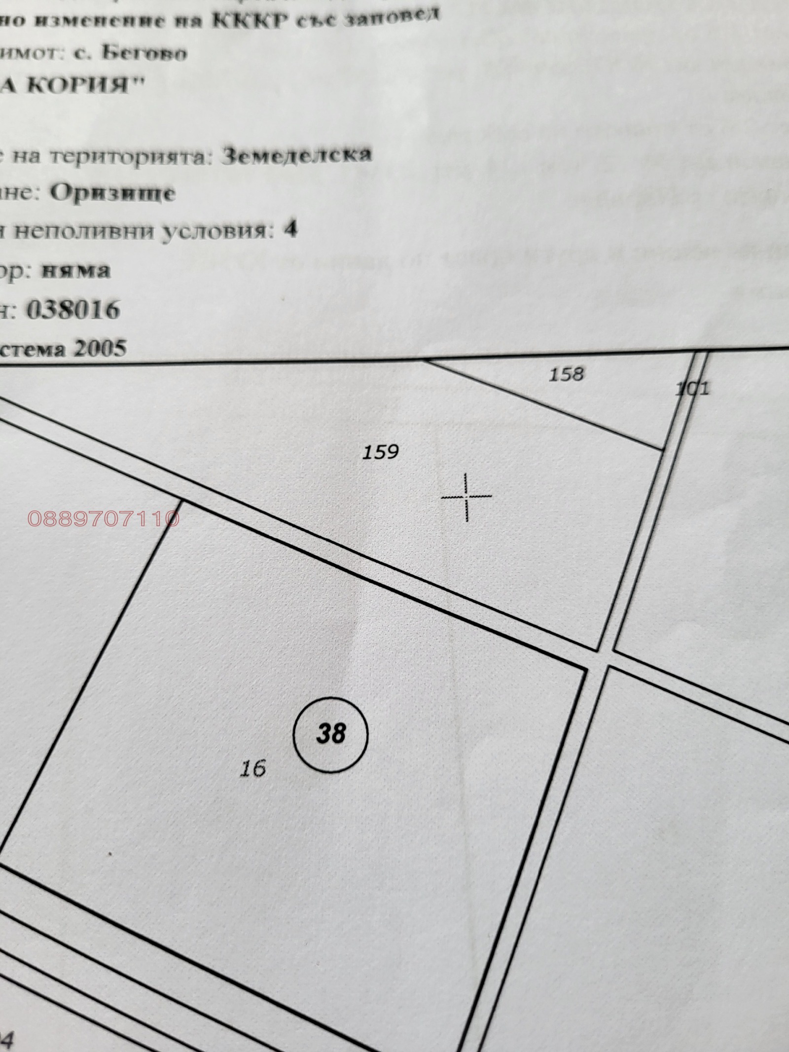 Продава ЗЕМЕДЕЛСКА ЗЕМЯ, с. Бегово, област Пловдив
