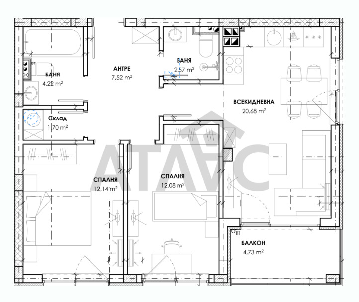 Satılık  2 yatak odası Plovdiv , Otdih i kultura , 101 metrekare | 13492033 - görüntü [12]