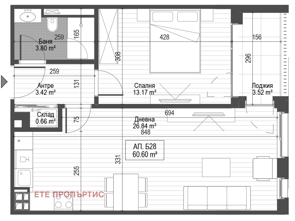Продава 2-СТАЕН, гр. София, Зона Б-18, снимка 2 - Апартаменти - 47060394